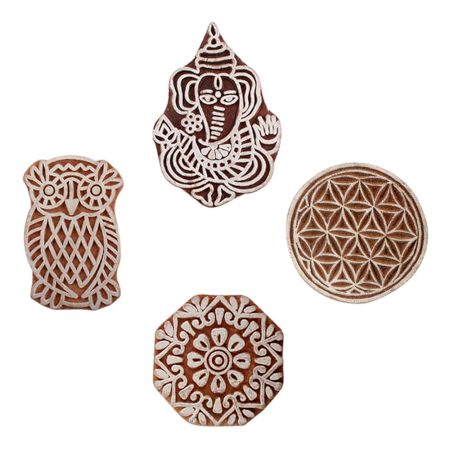 Set of 4 Piece New Mix Wooden Printing Blocks